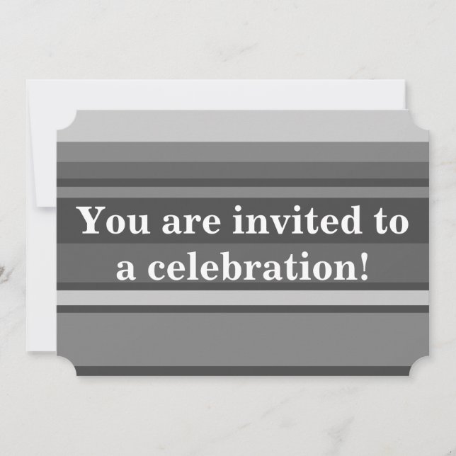 Invitation Bandes gris monogramme (Devant)