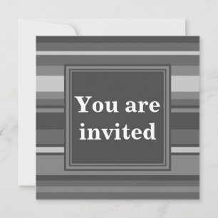 Invitation Bandes gris monogramme