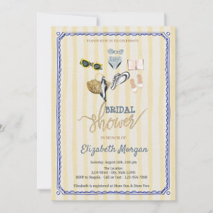 Invitation Bandes Jaunes Tropical Plage Enterrement de Vie de