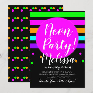 Invitation Bandes Néon Fous Néon Lumineux Dans La Fête Sombre