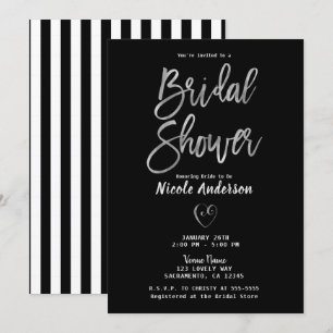 Invitation Bandes noires et blanches Argent élégant pour une 