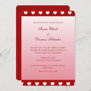 Invitation Bandes rouges Coeurs blancs Saint-Valentin