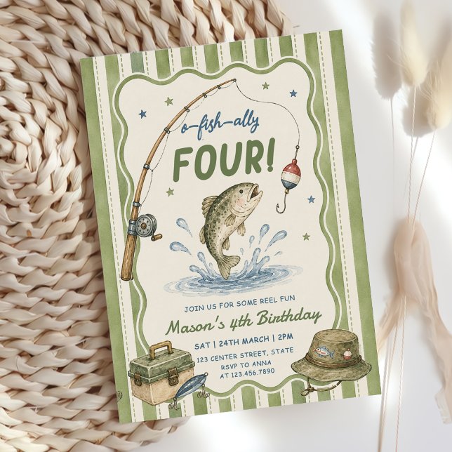 Invitation Bandes Vertes O-Fish-Ally Quatre Anniversaire  (Créateur téléchargé)