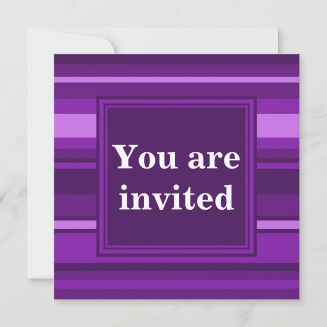 Invitation Bandes violettes monogrammes (Devant)