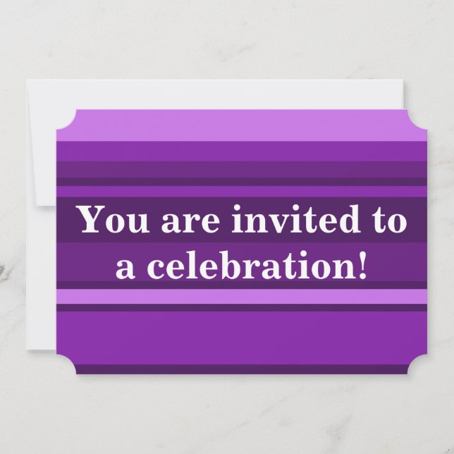 Invitation Bandes violettes monogrammes (Devant)