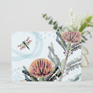 Invitation Banksia Flower Dragonfly Art