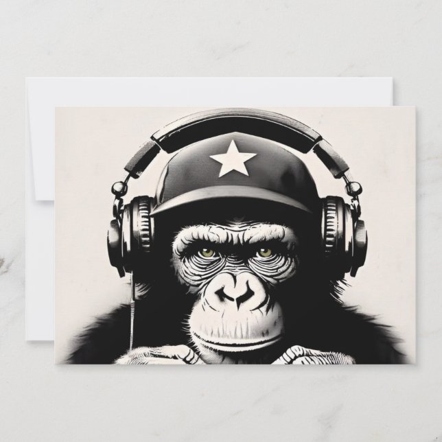 Invitation Banksy DJ Monkey Gorilla Chimp (Devant)