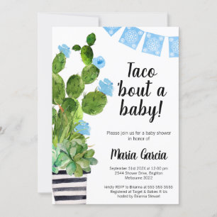 Invitation Bannière Bleue Cactus Taco Bout Un Baby shower béb