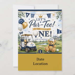 Invitation Bannière de 1er anniversaire de golf avec voituret