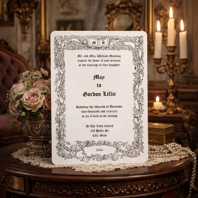 Invitation Bannière de feuillage floral de l'ère victorienne  (Créateur téléchargé)