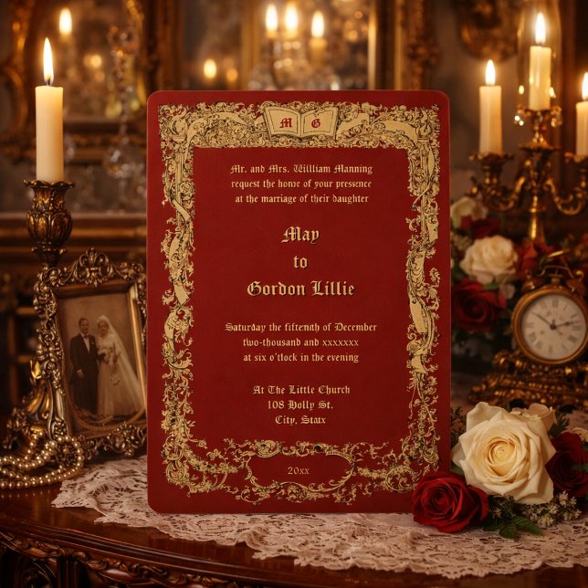 Invitation Bannière de feuillage floral de l'ère victorienne  (Créateur téléchargé)