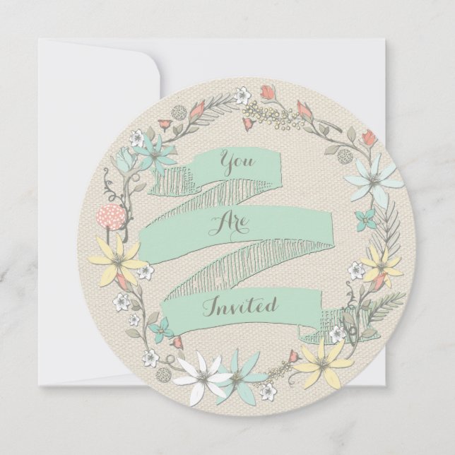 Invitation Bannière et courroie florale Mariage classique (Devant)