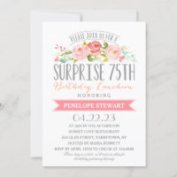Bannière rose Surprise 75e anniversaire Déjeuner