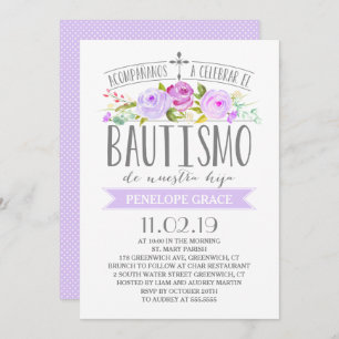 Invitation Bannière Rose violet  Bautismo espagnol