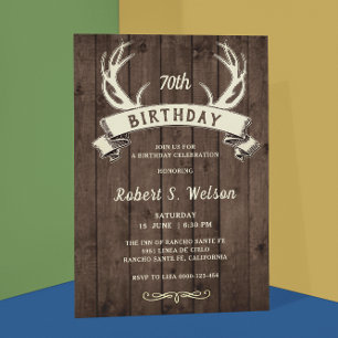 Invitation Bannière Rustique Antlers Barnwood Hommes