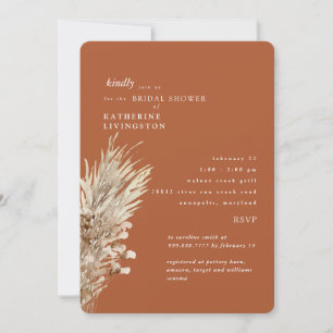 Invitation Baño de mariage en papier kraft terracotta Bohème