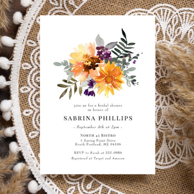 Invitation Baño de novia Boho Amarillo Flor silvestre (Créateur téléchargé)