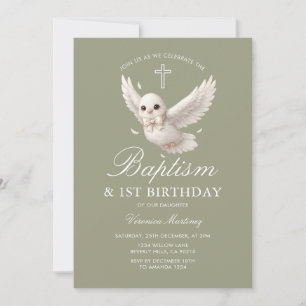 Invitation Baptême & 1er Anniversaire Fleur Floral