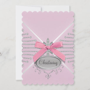 Invitation Baptême Arc en Diamant Rose