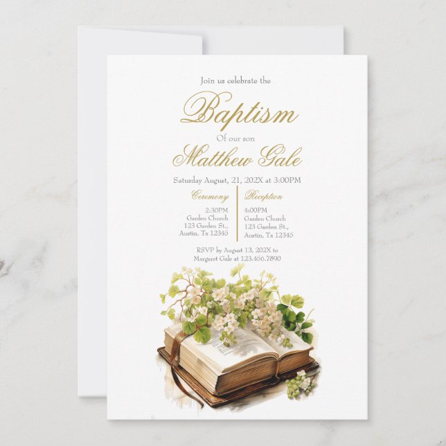 Invitation baptême avec bible  (Devant)