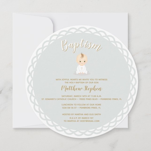 Invitation Baptême Baby Boy (Devant)