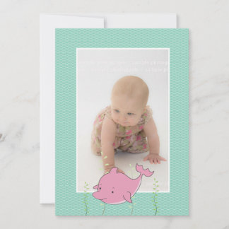 Invitation Baptême bébé baptême Christening Pink Dolphin Phot