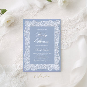 Invitation Baptême bébé garçon dentelle