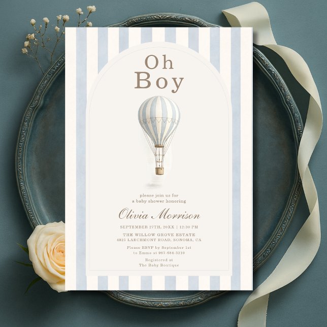 Invitation Baptême Bébé Garçon Montgolfière (Créateur téléchargé)