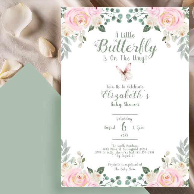 Invitation Baptême Bébé Papillon Mignon Peche (Créateur téléchargé)