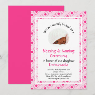 Invitation Baptême BÉNÉDICTION NOMMAGE Rose Photo
