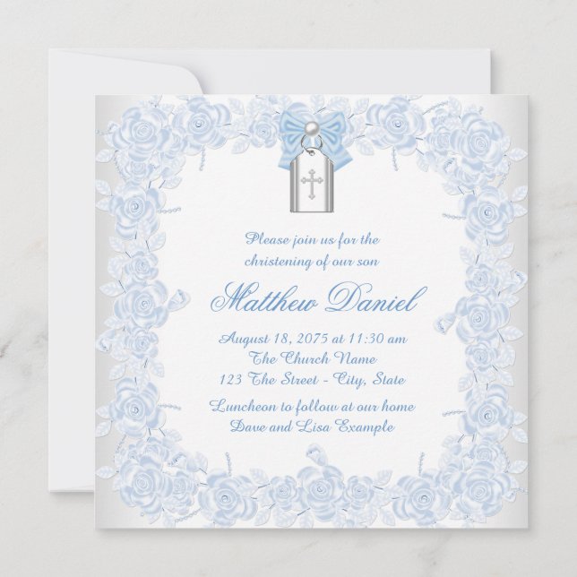 Invitation Baptême Bleu Bébé (Dos)