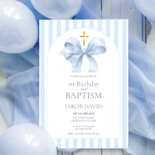 Invitation Baptême Bleu et 1er appel d'anniversaire