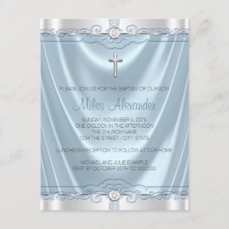 Invitation Baptême Bleu et Argent