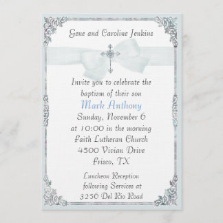 Invitation Baptême Bleu et Blanc