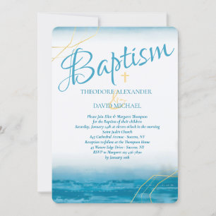 Invitation Baptême Blue Sway