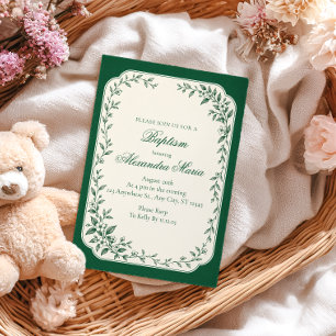 Invitation Baptême Botanique Émeraude