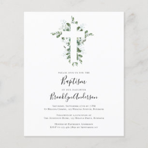 INVITATION Baptême BUDGET   Croix en Eucalyptus