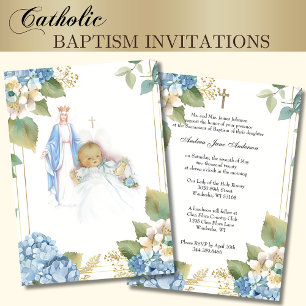 Invitation Baptême catholique baptême bénédiction Mary Baby