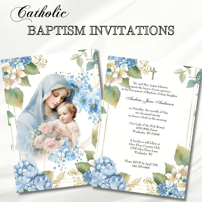 Invitation Baptême catholique baptême bénédiction Mère Jésus (Créateur téléchargé)