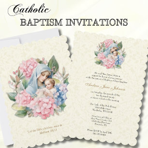 Invitation Baptême catholique baptême bénédiction Mère Jésus