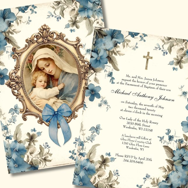 Invitation Baptême catholique baptême bénédiction Mère Jésus (Créateur téléchargé)
