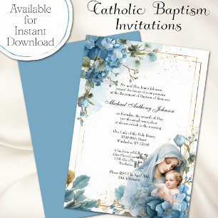 Invitation Baptême catholique baptême bénédiction Mère Jésus