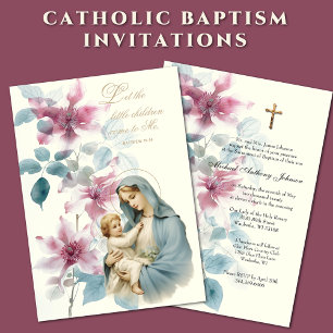 Invitation Baptême catholique baptême bénédiction Mère Jésus