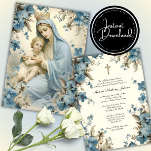 Invitation Baptême catholique baptême bénédiction Mère Jésus