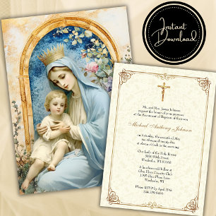 Invitation Baptême catholique baptême bénédiction Mère Jésus