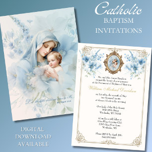 Invitation Baptême catholique baptême bénédiction Mère Jésus