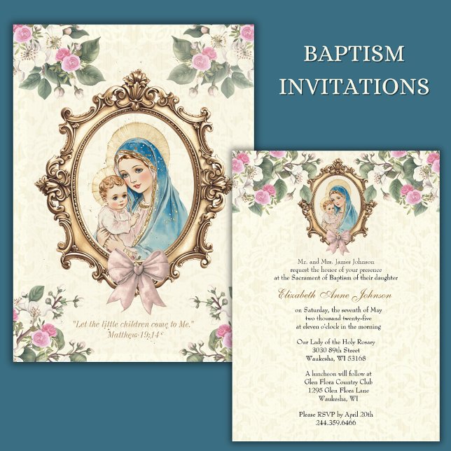 Invitation Baptême catholique baptême bénédiction Mère Jésus (Créateur téléchargé)