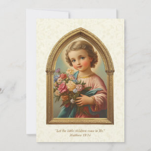 Invitation Baptême catholique Christening Floral Enfant Jésus
