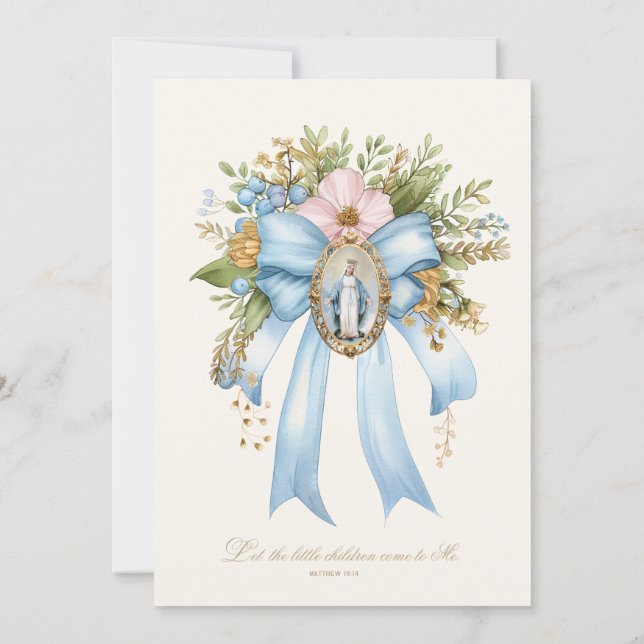 Invitation Baptême catholique Fleur Marie et Jésus (Dos)