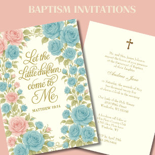 Invitation Baptême catholique Flore Marie & Jésus Écriture